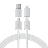 Baseus Versatile Two-for-Two 4-in-1 Fast-Charging Cable | USB-A & USB-C to USB-C & Lightning | PD 60W (1 m / 2 m, Cosmic Black)